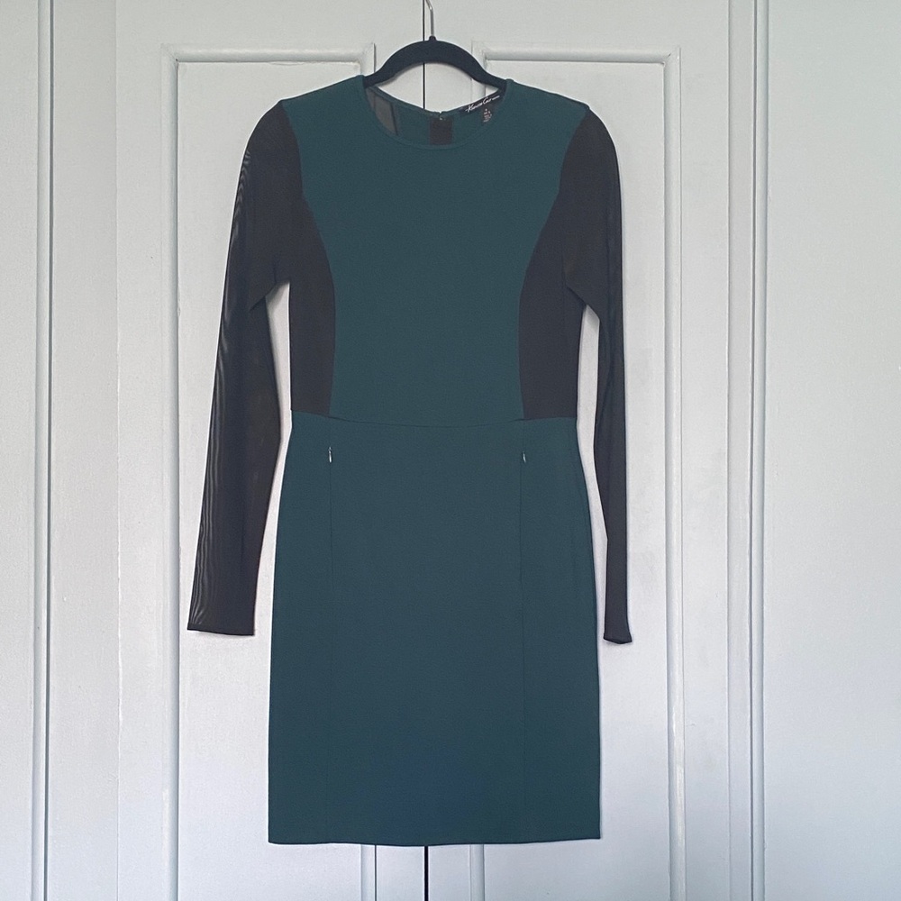 Kenneth Cole New York Teal and Black Long Sleeve Dress